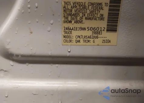 2017 Nissan Titan S z USA, uszkodzony, nr VIN 1N6AA1EJ9HN506012